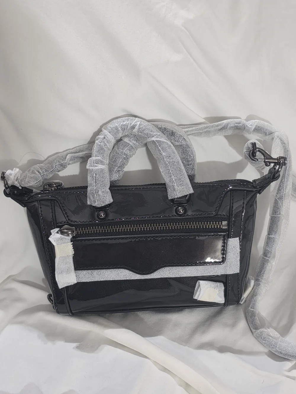 Rebecca Minkoff Black Patent Leather Mini Satchel Crossbody Bag NWT